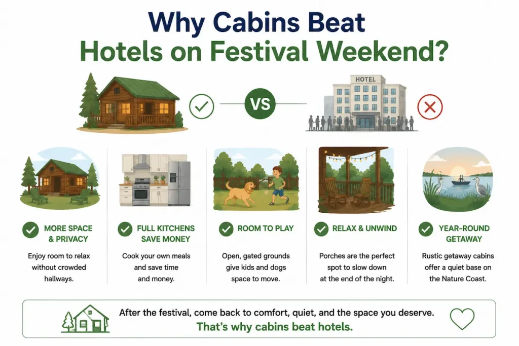 Why Cabins Beat Hotels on Festival Weekend